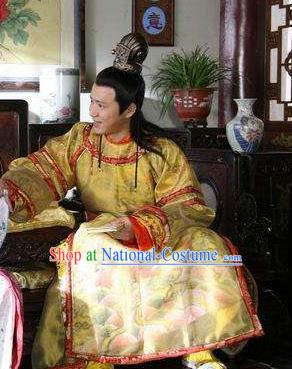 Chinese Ancient Ming Dynasty Imperial Robe Emperor Zhu Yijun Replica Costume for Men