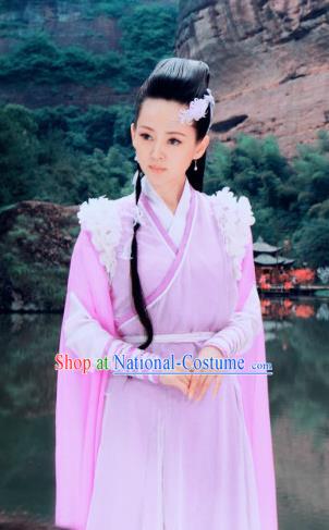 Ancient Chinese Song Dynasty Swordswoman Pink Hanfu Dress Chivalrous Woman Replica Costume