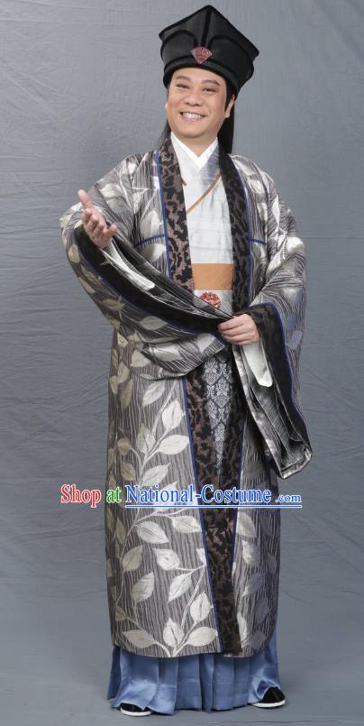 Chinese Song Dynasty Poet Su Tungpo Clothing Ancient Scholar Litterateur Replica Costume for Men