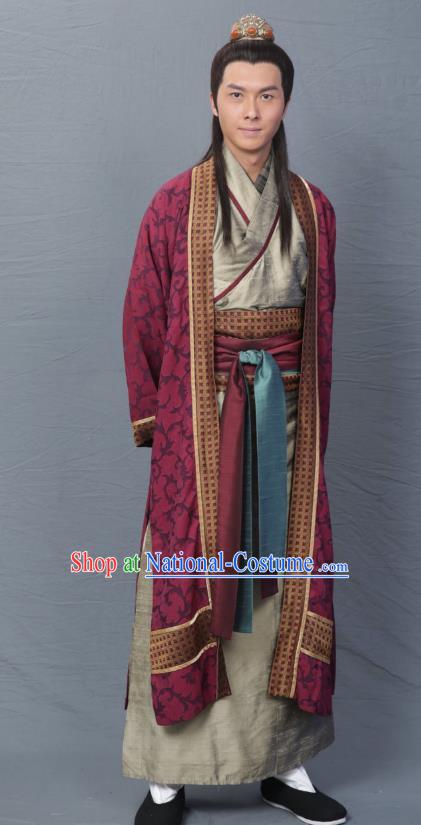 Chinese Song Dynasty Poet Qin Shaoyou Clothing Ancient Scholar Litterateur Replica Costume for Men