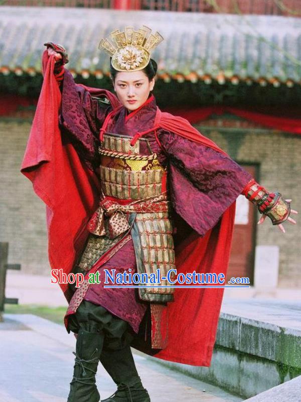 Ancient Chinese Song Dynasty Yang Family Female General Replica Costume Helmet and Armour for Women