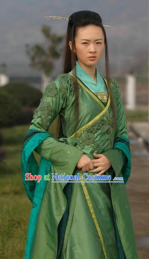 Ancient Chinese Song Dynasty Palace Lady Green Dress Princess Replica Costume for Women