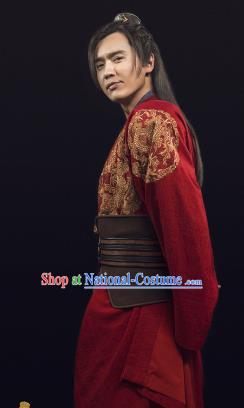 Ancient Chinese Song Dynasty Nobility Childe Swordsman Son of Yueh Fei Replica Costume for Men