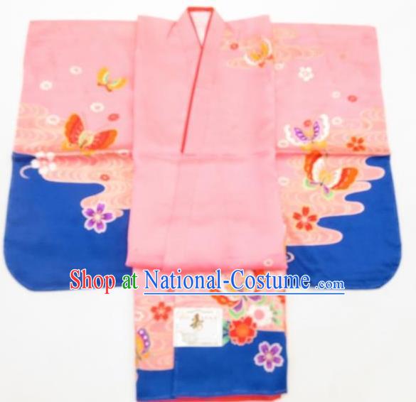 Japan Ancient Children Furisode Kimonos Traditional Palace Yukata Dress Formal Costume for Kids