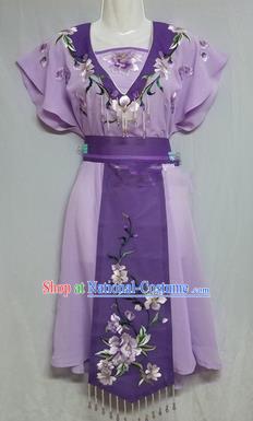 China Traditional Beijing Opera Maidservants Costume Chinese Peking Opera Maid Purple Dress