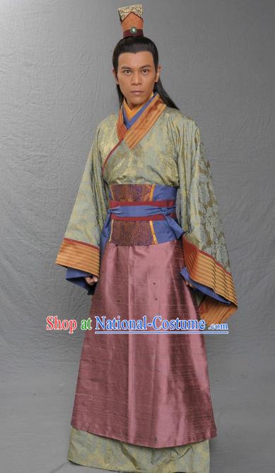 Chinese Song Dynasty Minister Dong Mingxuan Clothing Ancient Chancellor Replica Costume for Men