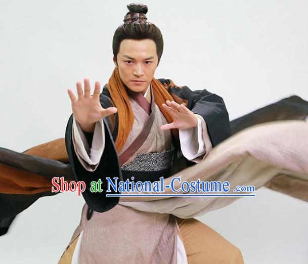 Chinese Song Dynasty Swordsman Guo Jing Clothing Ancient Knight-errant Hanfu Replica Costume for Men