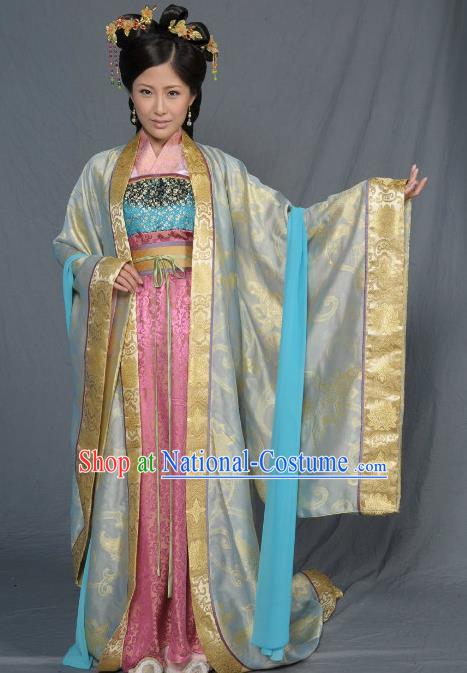 Chinese Song Dynasty Queen Embroidered Mullet Dress Ancient Empress of Zhao Yun Replica Costume for Women