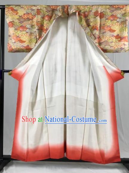 Japan Ancient Geisha Formal Costume Printing Furisode Kimonos Traditional Palace Yukata Dress for Women