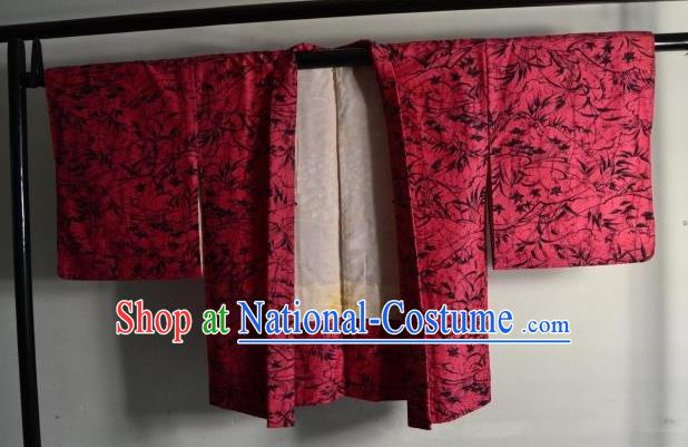 Japanese National Costume Kimonos Haori Blouse Kimono Ancient Yukata Red Shirts for Women