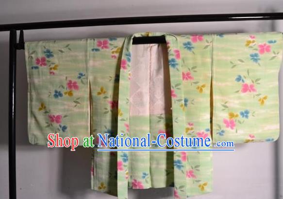 Japanese National Costume Kimonos Haori Blouse Kimono Ancient Yukata Green Shirts for Women