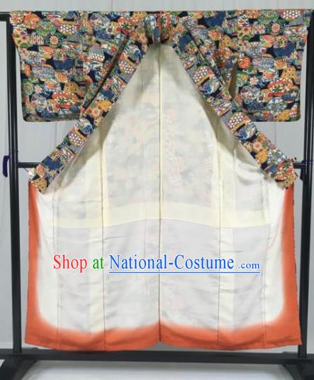 Japanese Traditional Printing Kimono Ancient Yukata Robe Wafuku Hakama Haori Clothing for Men