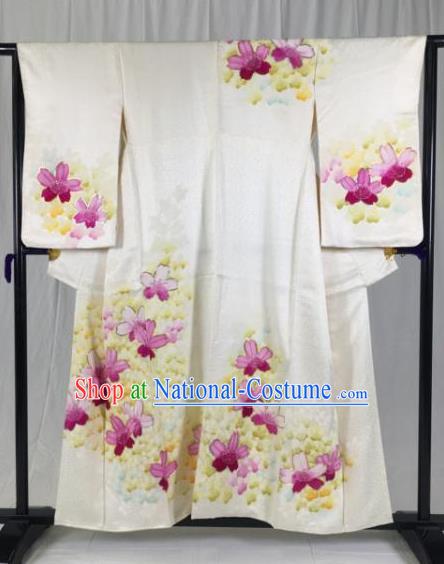 Japan Traditional Palace Printing Kimono Formal Costume Furisode Kimonos Ancient Yukata Dress for Women