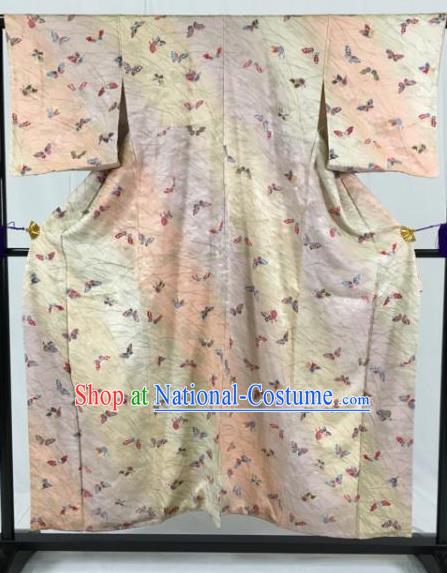 Japan Traditional Palace Printing Butterfly Kimono Formal Costume Furisode Kimonos Ancient Yukata Dress for Women