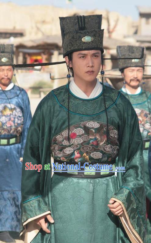 Chinese Song Dynasty Poet Su Shi Gwanbok Litterateur Su Tungpo Embroidered Replica Costume for Men