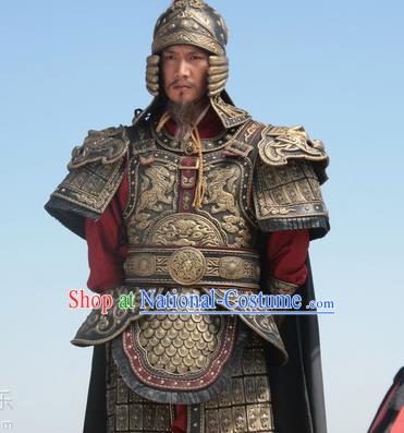 Chinese Song Dynasty Poet Su Shi Helmet and Armour Litterateur Su Tungpo Replica Costume for Men