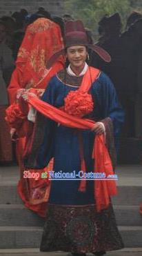 Chinese Song Dynasty Politician Sun Shi Clothing Ancient Litterateur Su Tungpo Replica Costume for Men