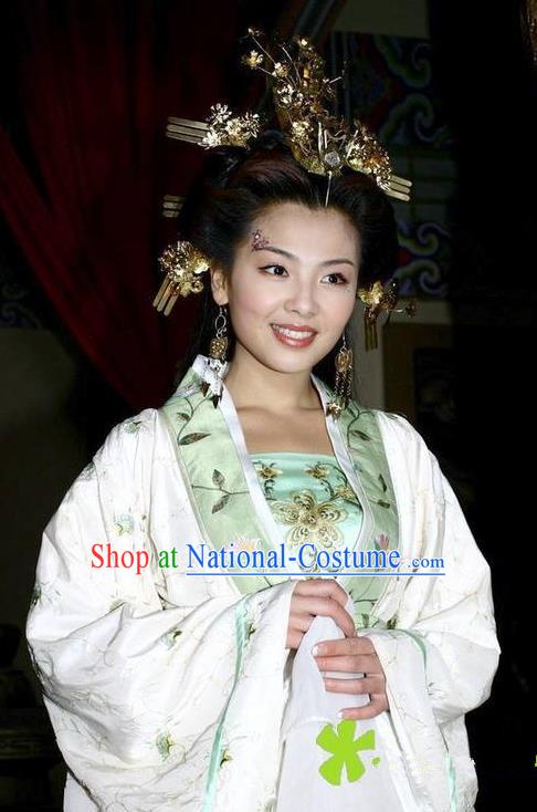 Chinese Ancient Empress of Li Yu Zhou E-Huang Embroidered Replica Costume for Women