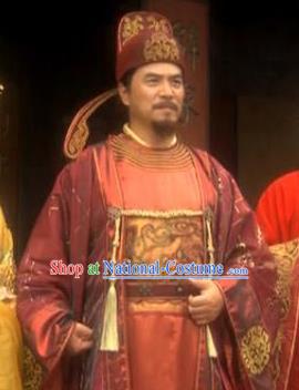 Ancient Chinese Song Dynasty Dunhuang Khrom Cao Shunde Replica Costume for Men