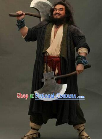 Chinese Ancient Novel Water Margin Character Li Kui Costume Song Dynasty Mount Liang Hero Replica Costume