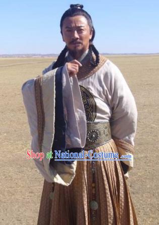 Chinese Ancient Song Dynasty Mongol Empire Politician Yelu Chucai Replica Costume for Men