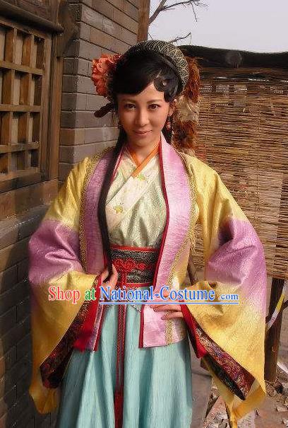 Chinese Ancient Costume Song Dynasty Novel Water Margin Character Courtesan Bai Xiuying Replica Costume for Women