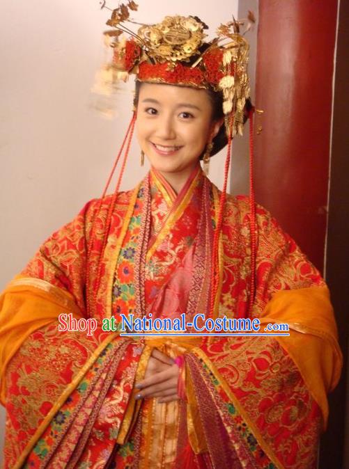 Chinese Ancient Song Dynasty Palace Princess Wedding Embroidered Replica Costume for Women