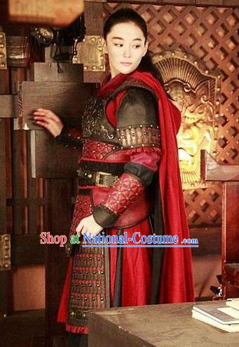 Chinese Ancient Southern Song Dynasty Female General Liang Hongyu Replica Costume for Women