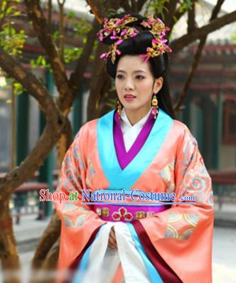 Chinese Ancient Song Dynasty Courtesan Li Shishi Embroidered Replica Costume for Women