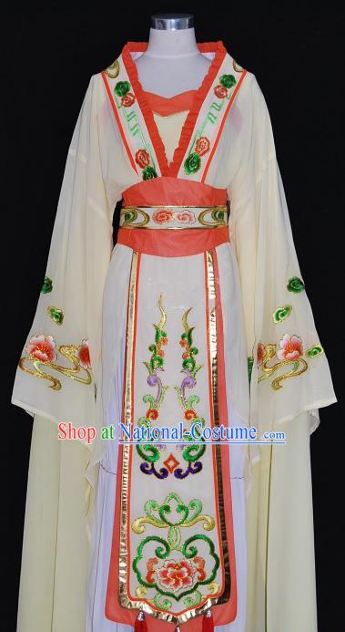 China Traditional Beijing Opera Actress Costume Chinese Shaoxing Opera Huadan Embroidered Yellow Dress