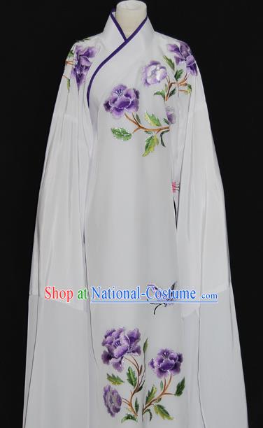 China Traditional Beijing Opera Niche Embroidered Purple Peony Robe Chinese Peking Opera Scholar Costume