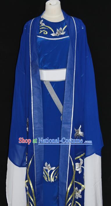 China Traditional Beijing Opera Niche Embroidered Orchid Costume Chinese Peking Opera Scholar Blue Robe for Adults