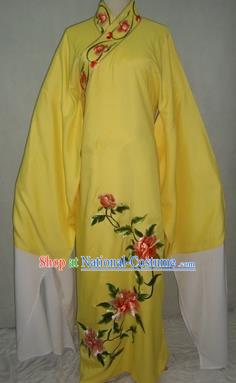 China Traditional Beijing Opera Scholar Embroidered Peony Costume Yellow Robe Chinese Peking Opera Niche Clothing for Adults