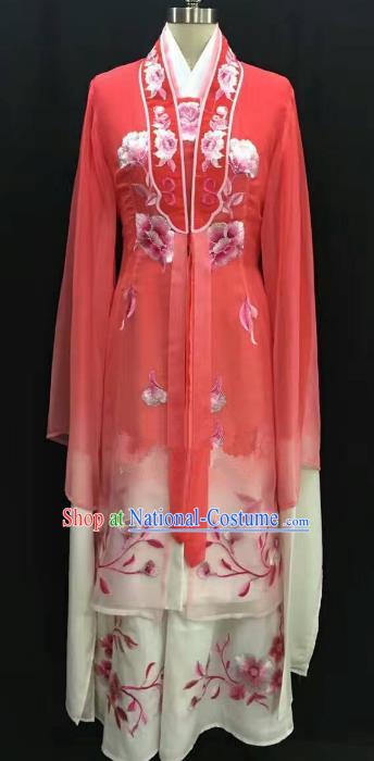 China Traditional Beijing Opera Actress Embroidered Red Dress Chinese Shaoxing Opera Huadan Costume