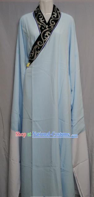 China Traditional Beijing Opera Scholar Costume Chinese Peking Opera Niche Blue Robe for Adults