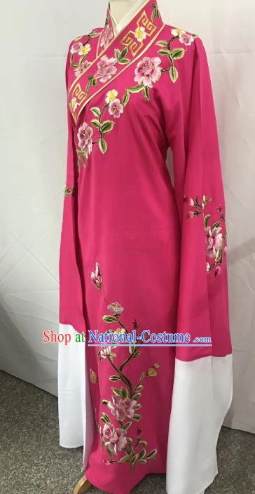 China Traditional Beijing Opera Scholar Rosy Costume Chinese Peking Opera Niche Embroidered Peony Robe for Adults