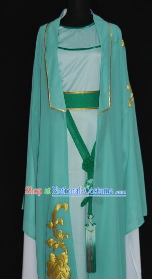 China Traditional Beijing Opera Young Men Embroidered Costume Chinese Peking Opera Niche Green Robe for Adults