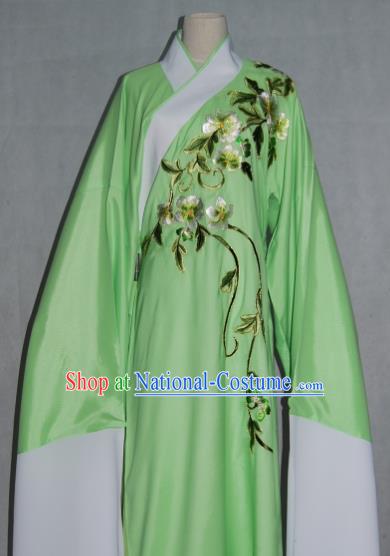 China Traditional Beijing Opera Niche Costume Chinese Peking Opera Water Sleeve Embroidered Green Robe for Adults