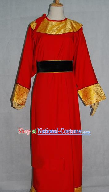 China Traditional Beijing Opera Niche Costume Chinese Peking Opera Eunuch Red Robe for Adults