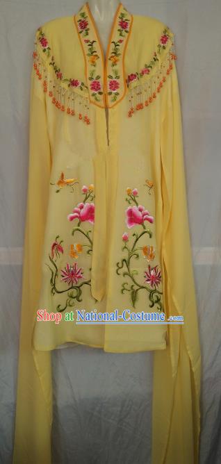 China Traditional Beijing Opera Actress Embroidered Yellow Cloak Chinese Peking Opera Princess Costume