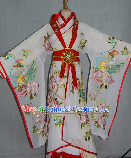 China Traditional Beijing Opera Empress Embroidered White Dress Chinese Peking Opera Actress Costume