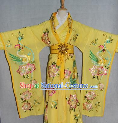 China Traditional Beijing Opera Empress Embroidered Yellow Dress Chinese Peking Opera Actress Costume