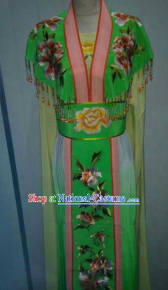 China Traditional Beijing Opera Palace Princess Embroidered Green Dress Chinese Peking Opera Actress Costume