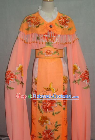 China Traditional Beijing Opera Palace Princess Embroidered Orange Dress Chinese Peking Opera Actress Costume