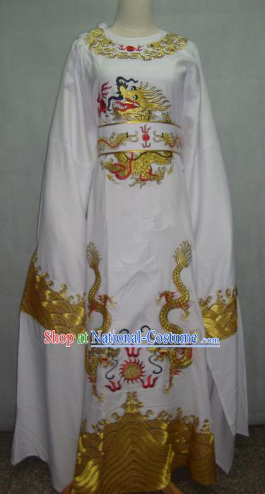 China Traditional Beijing Opera Niche Costume Chinese Peking Opera Lang Scholar White Embroidered Robe for Adults