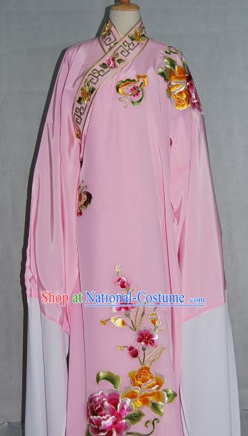 China Traditional Beijing Opera Niche Costume Embroidered Flowers Pink Robe Chinese Peking Opera Scholar Clothing for Adults