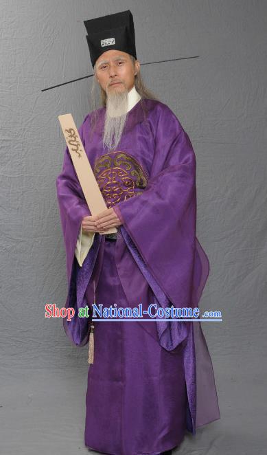 Chinese Ancient Song Dynasty Prime Minister Replica Costume for Men