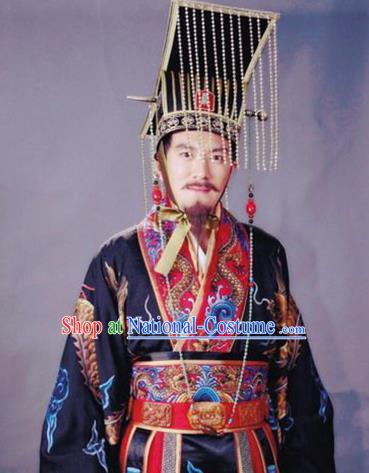 Chinese Ancient Song Dynasty Huizong Emperor Calligrapher Zhao Ji Replica Costume for Men