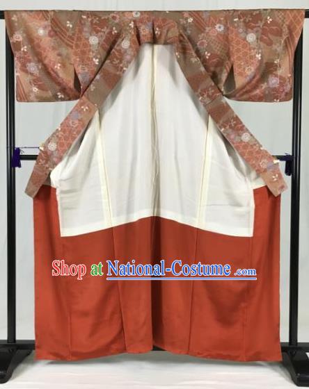 Asian Japan Palace Printing Kimono Ancient Yukata Dress Formal Costume Furisode Kimonos for Women