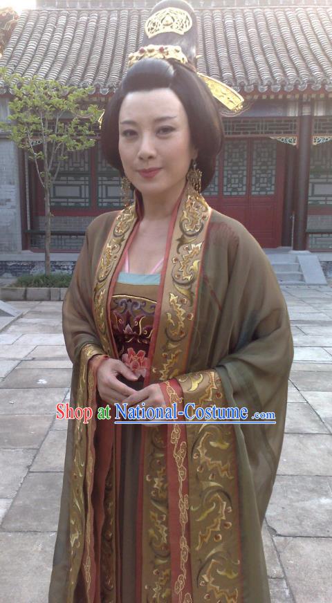 Chinese Traditional Tang Dynasty Empress Wu Zetian Embroidered Dress Queen Replica Costume for Women